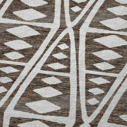 50" X 70" Brown And Ivory Geometric Polyester Woven Plush Throw Blanket HomeRoots