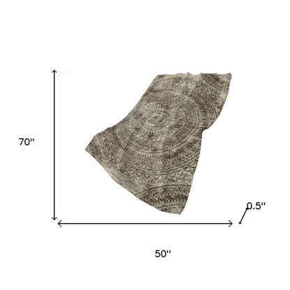 50" X 70" Brown And Beige Floral Plush Throw Blanket HomeRoots