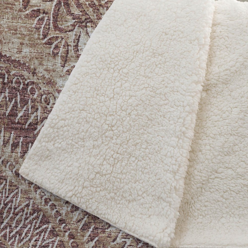 50" X 70" Rust And Beige Floral Plush Throw Blanket HomeRoots