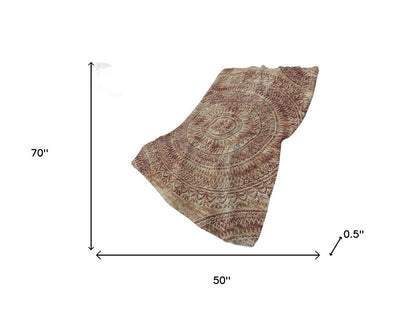 50" X 70" Rust And Beige Floral Plush Throw Blanket HomeRoots