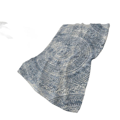50" X 70" Blue And Ivory Floral Polyester Woven Plush Throw Blanket HomeRoots
