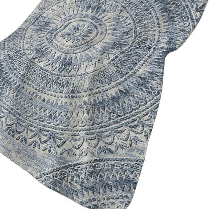 50" X 70" Blue And Ivory Floral Polyester Woven Plush Throw Blanket HomeRoots