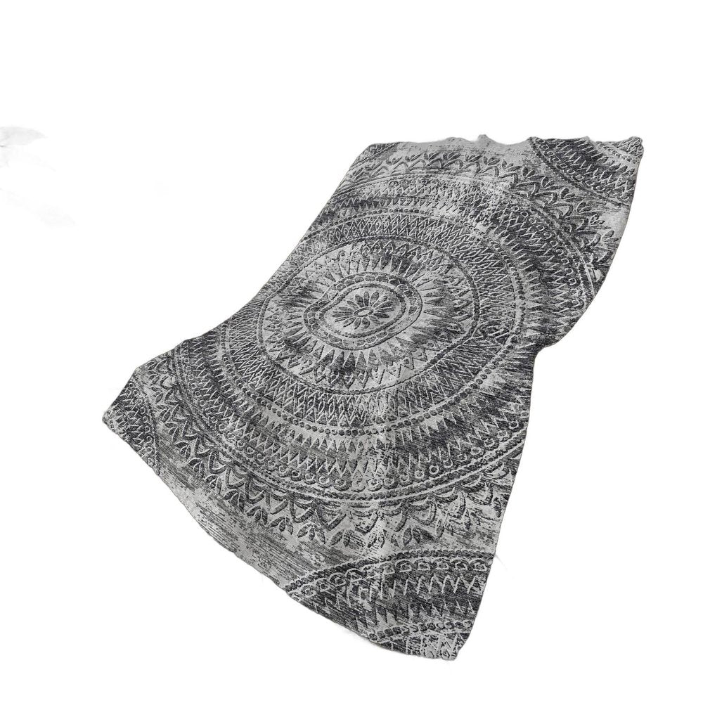 50" X 70" Gray And Charcoal Floral Polyester Woven Plush Throw Blanket HomeRoots