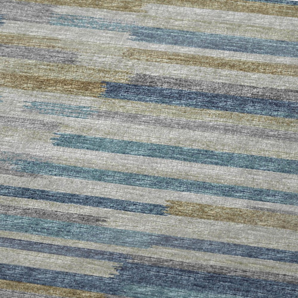 50" X 70" Blue Gold And Beige Abstract Polyester Woven Plush Throw Blanket HomeRoots