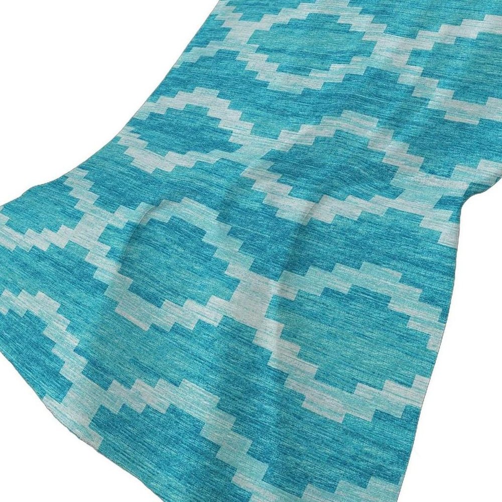 50" X 70" Turquoise And Aqua Geometric Plush Throw Blanket HomeRoots