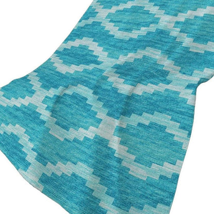 50" X 70" Turquoise And Aqua Geometric Plush Throw Blanket HomeRoots