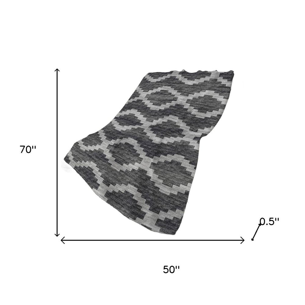 50" X 70" Gray And Charcoal Geometric Plush Throw Blanket HomeRoots