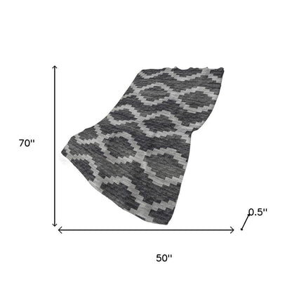 50" X 70" Gray And Charcoal Geometric Plush Throw Blanket HomeRoots