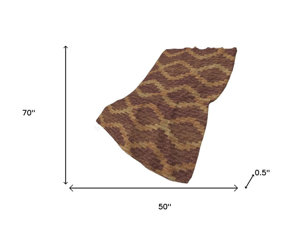 50" X 70" Rust And Gold Geometric Plush Throw Blanket HomeRoots