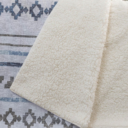 50" X 70" Gray Blue And Ivory Microfiber Geometric Plush Throw Blanket HomeRoots