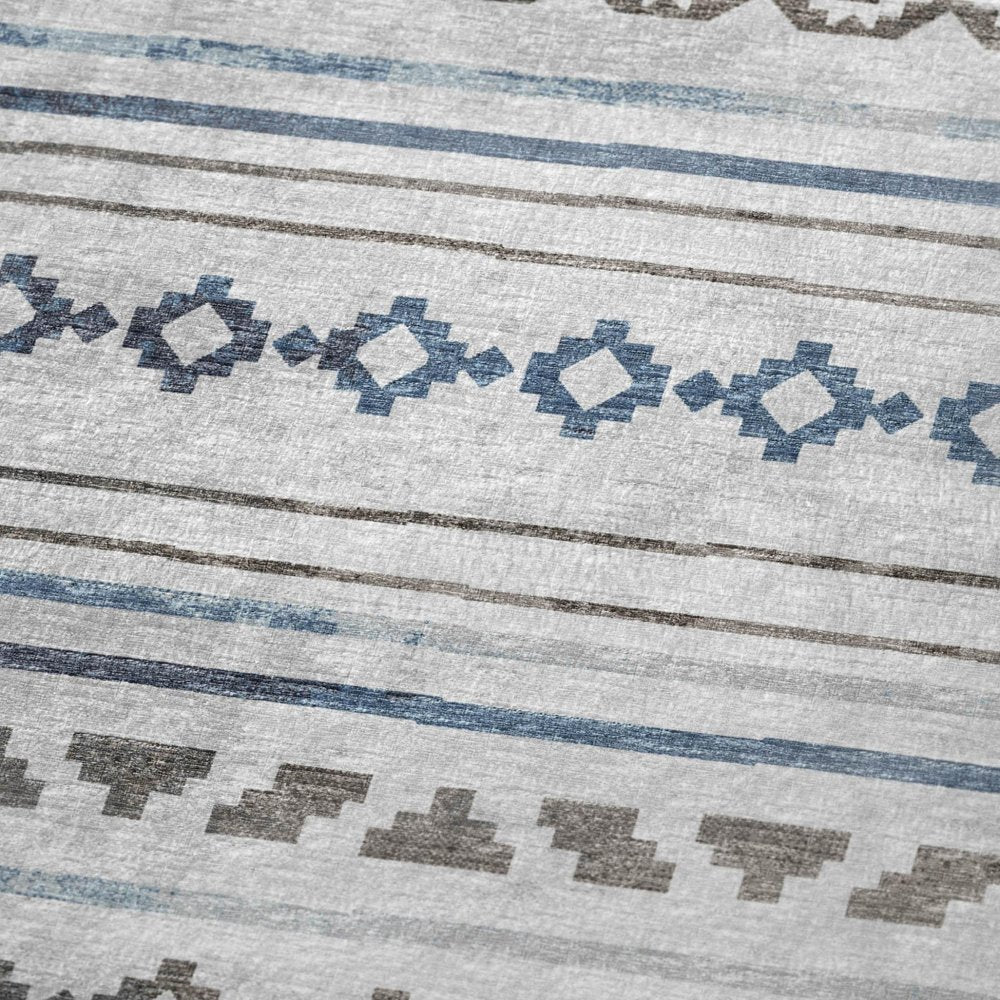 50" X 70" Gray Blue And Ivory Microfiber Geometric Plush Throw Blanket HomeRoots