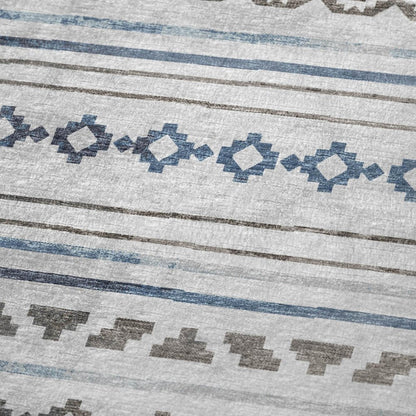 50" X 70" Gray Blue And Ivory Microfiber Geometric Plush Throw Blanket HomeRoots