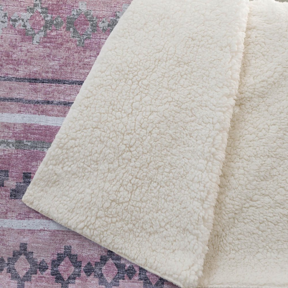 50" X 70" Pink Gray And Ivory Microfiber Geometric Plush Throw Blanket HomeRoots