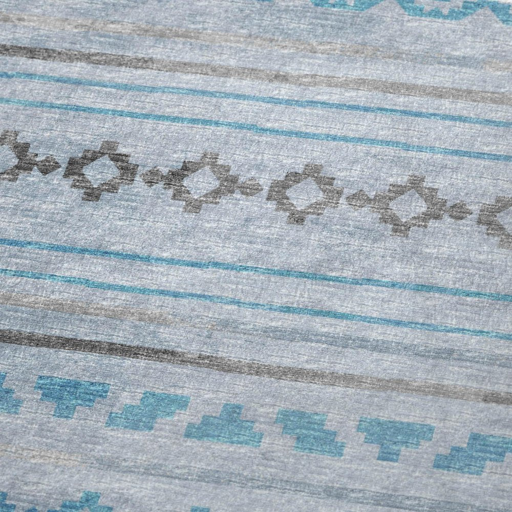 50" X 70" Turquoise And Gray Microfiber Geometric Plush Throw Blanket HomeRoots