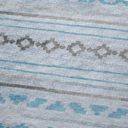 50" X 70" Turquoise And Gray Microfiber Geometric Plush Throw Blanket HomeRoots