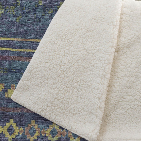50" X 70" Blue Gold And Green Microfiber Geometric Plush Throw Blanket HomeRoots