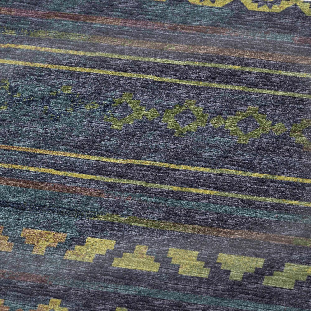 50" X 70" Blue Gold And Green Microfiber Geometric Plush Throw Blanket HomeRoots