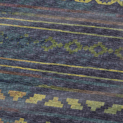 50" X 70" Blue Gold And Green Microfiber Geometric Plush Throw Blanket HomeRoots