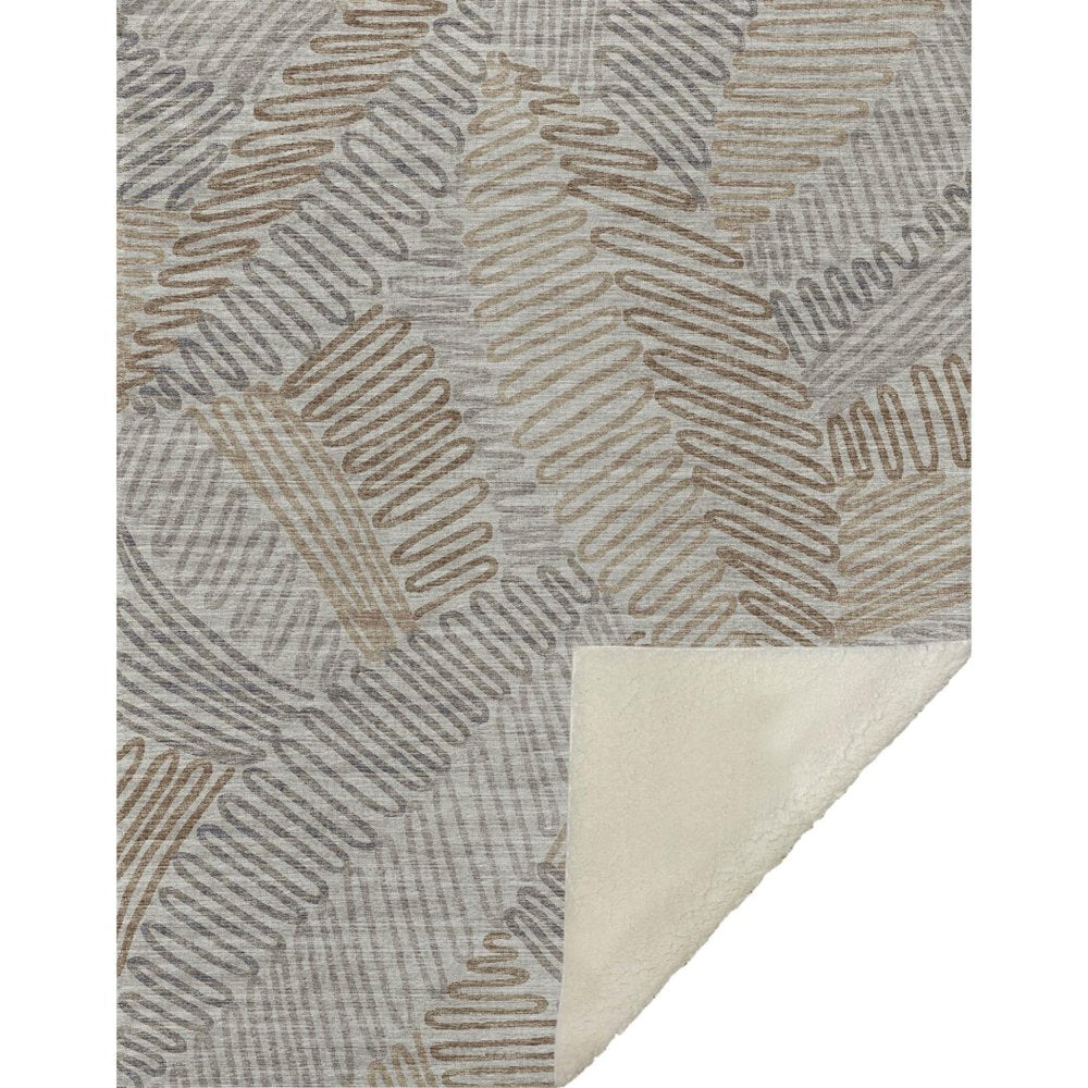 50" X 70" Coffee And Gray Microfiber Abstract Plush Throw Blanket HomeRoots