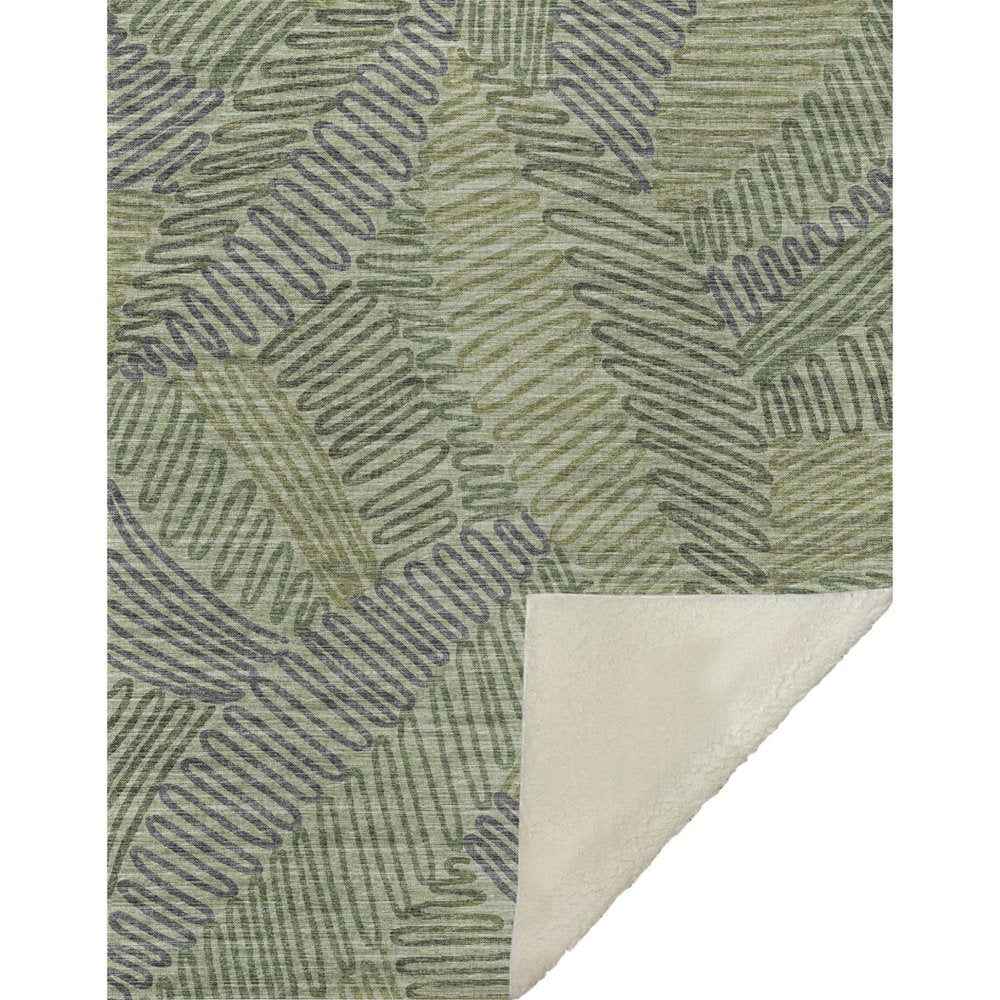 50" X 70" Green And Gray Microfiber Abstract Plush Throw Blanket HomeRoots