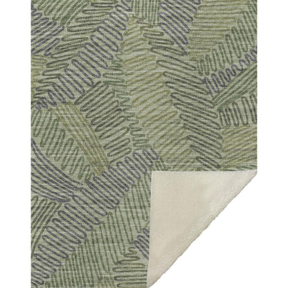 50" X 70" Green And Gray Microfiber Abstract Plush Throw Blanket HomeRoots