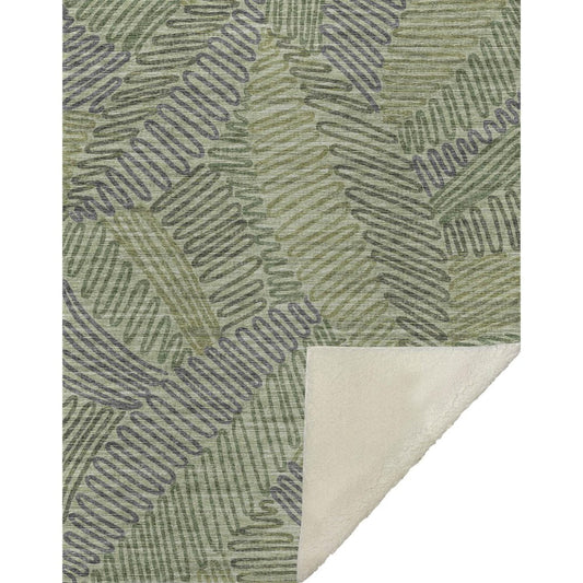 50" X 70" Green And Gray Microfiber Abstract Plush Throw Blanket HomeRoots