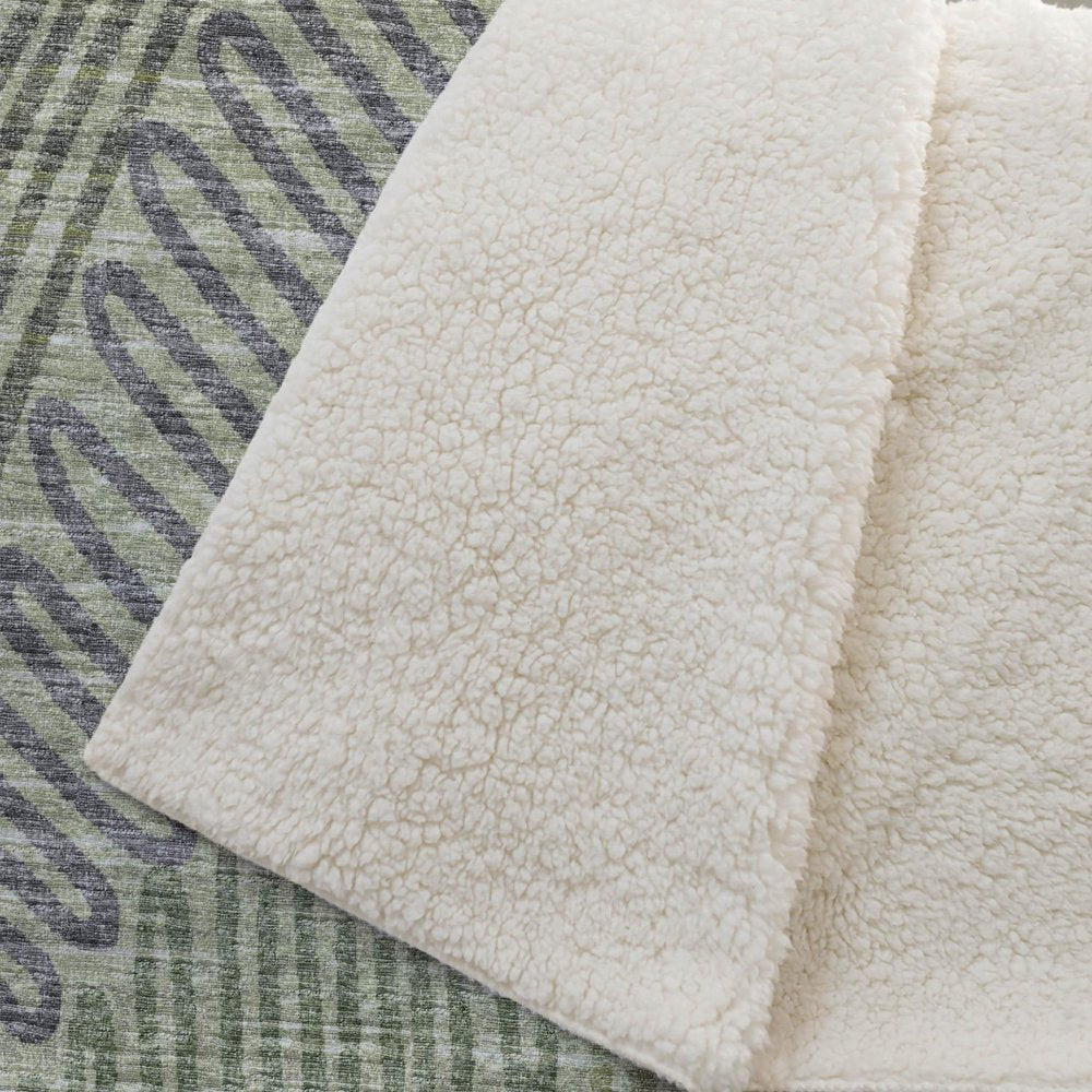 50" X 70" Green And Gray Microfiber Abstract Plush Throw Blanket HomeRoots