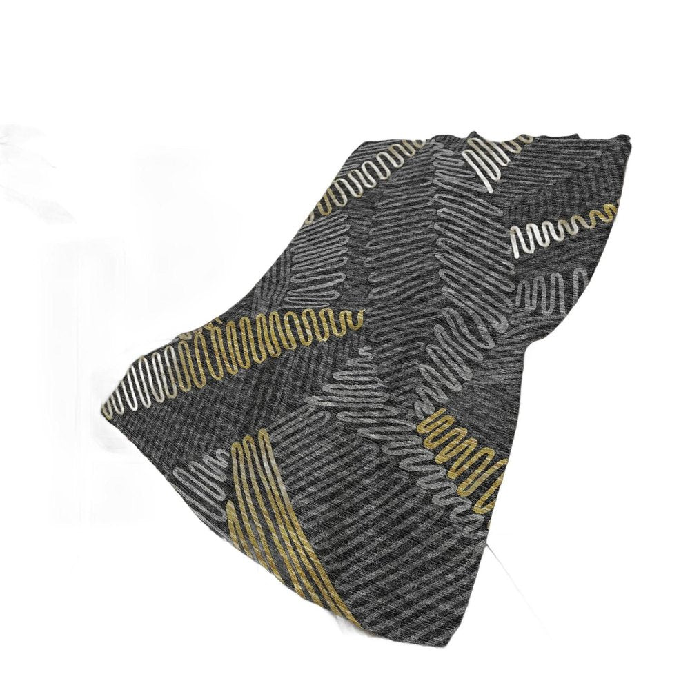 50" X 70" Gray Gold And Charcoal Abstract Polyester Woven Plush Throw Blanket HomeRoots