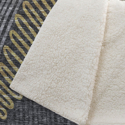 50" X 70" Gray Gold And Charcoal Abstract Polyester Woven Plush Throw Blanket HomeRoots