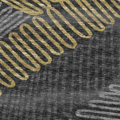 50" X 70" Gray Gold And Charcoal Abstract Polyester Woven Plush Throw Blanket HomeRoots