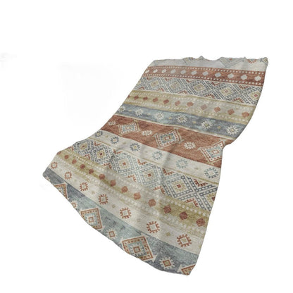 50" X 70" Desert Sand Rust And Ivory Geometric Polyester Woven Plush Throw Blanket HomeRoots