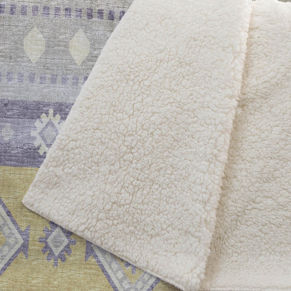 50" X 70" Purple Gold And Beige Microfiber Geometric Plush Throw Blanket HomeRoots
