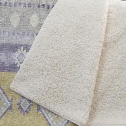 50" X 70" Purple Gold And Beige Microfiber Geometric Plush Throw Blanket HomeRoots