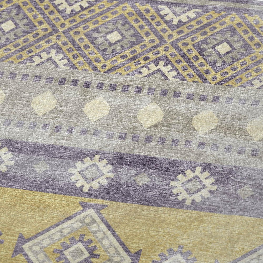 50" X 70" Purple Gold And Beige Microfiber Geometric Plush Throw Blanket HomeRoots