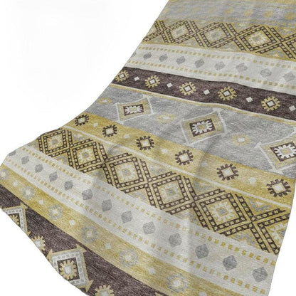 50" X 70" Gold Gray And Ivory Geometric Polyester Woven Plush Throw Blanket HomeRoots