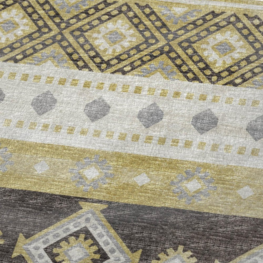 50" X 70" Gold Gray And Ivory Geometric Polyester Woven Plush Throw Blanket HomeRoots