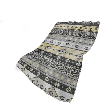 50" X 70" Gray Black And Gold Geometric Polyester Woven Plush Throw Blanket HomeRoots