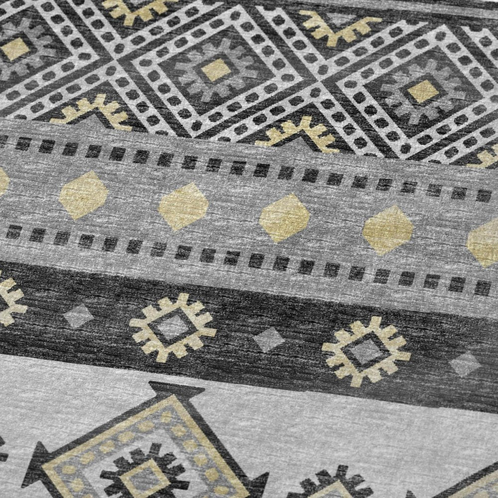 50" X 70" Gray Black And Gold Geometric Polyester Woven Plush Throw Blanket HomeRoots