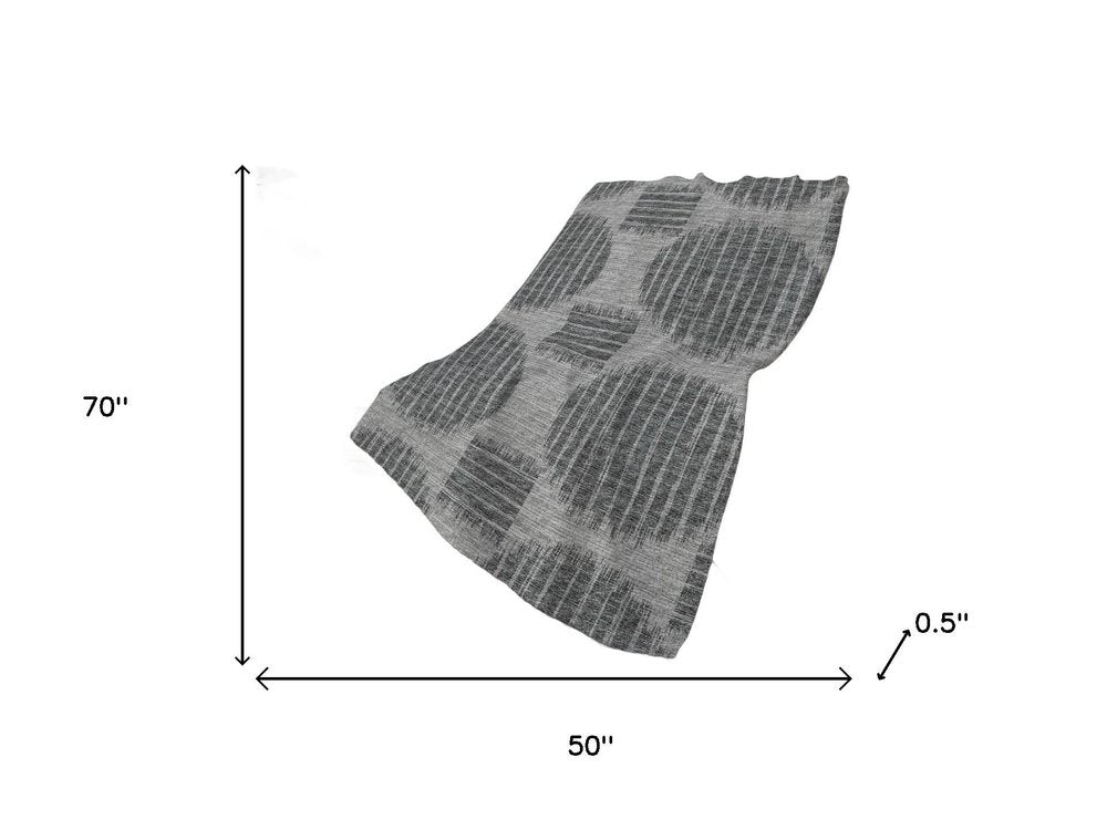 50" X 70" Charcoal And Gray Geometric Plush Throw Blanket HomeRoots
