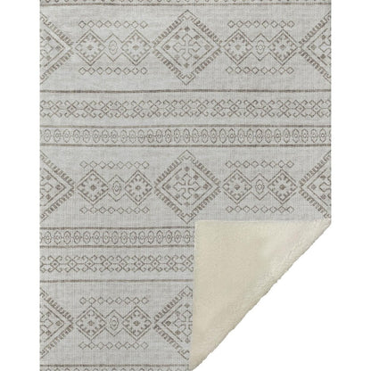 50" X 70" Taupe And Ivory Microfiber Geometric Plush Throw Blanket HomeRoots