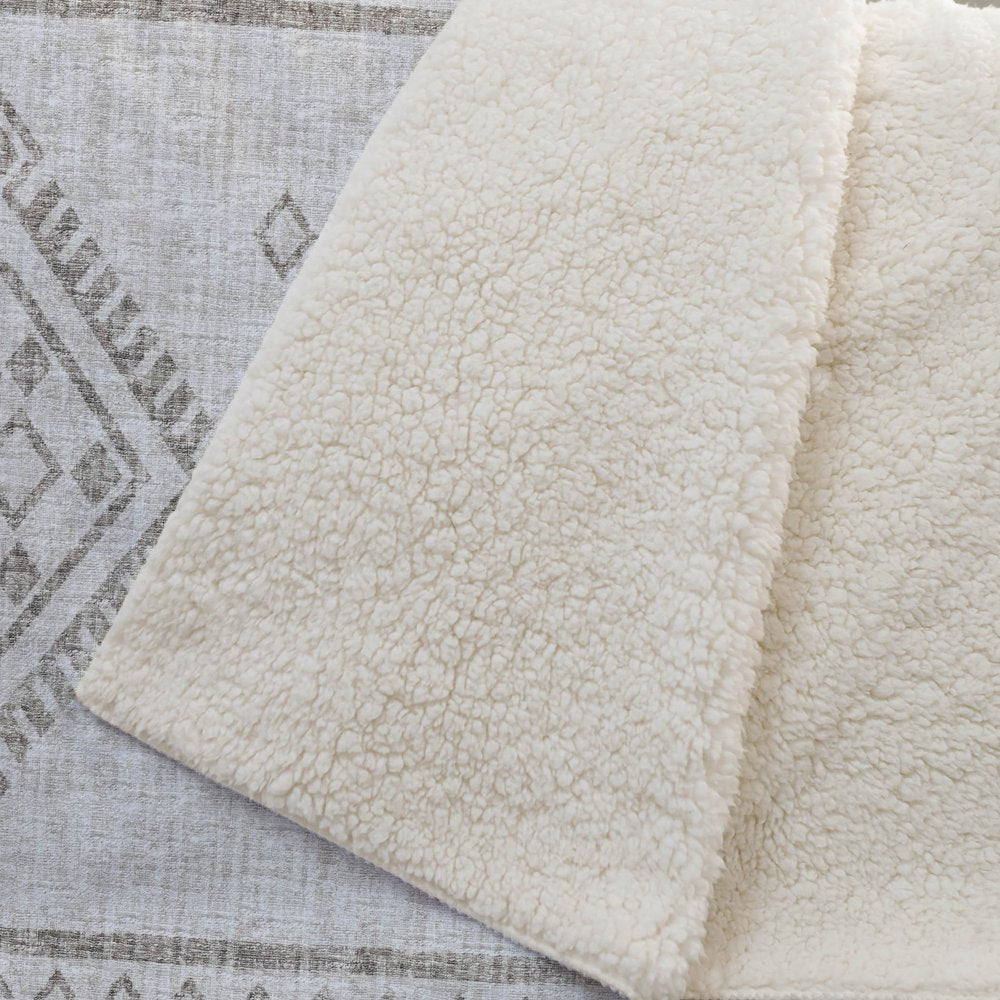 50" X 70" Taupe And Ivory Microfiber Geometric Plush Throw Blanket HomeRoots