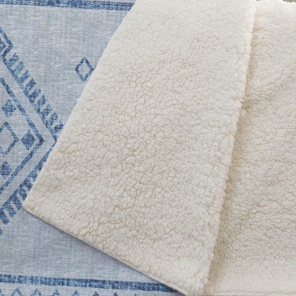 50" X 70" Blue And Light Blue Microfiber Geometric Plush Throw Blanket HomeRoots