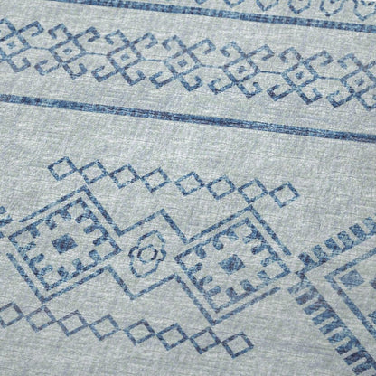 50" X 70" Blue And Light Blue Microfiber Geometric Plush Throw Blanket HomeRoots