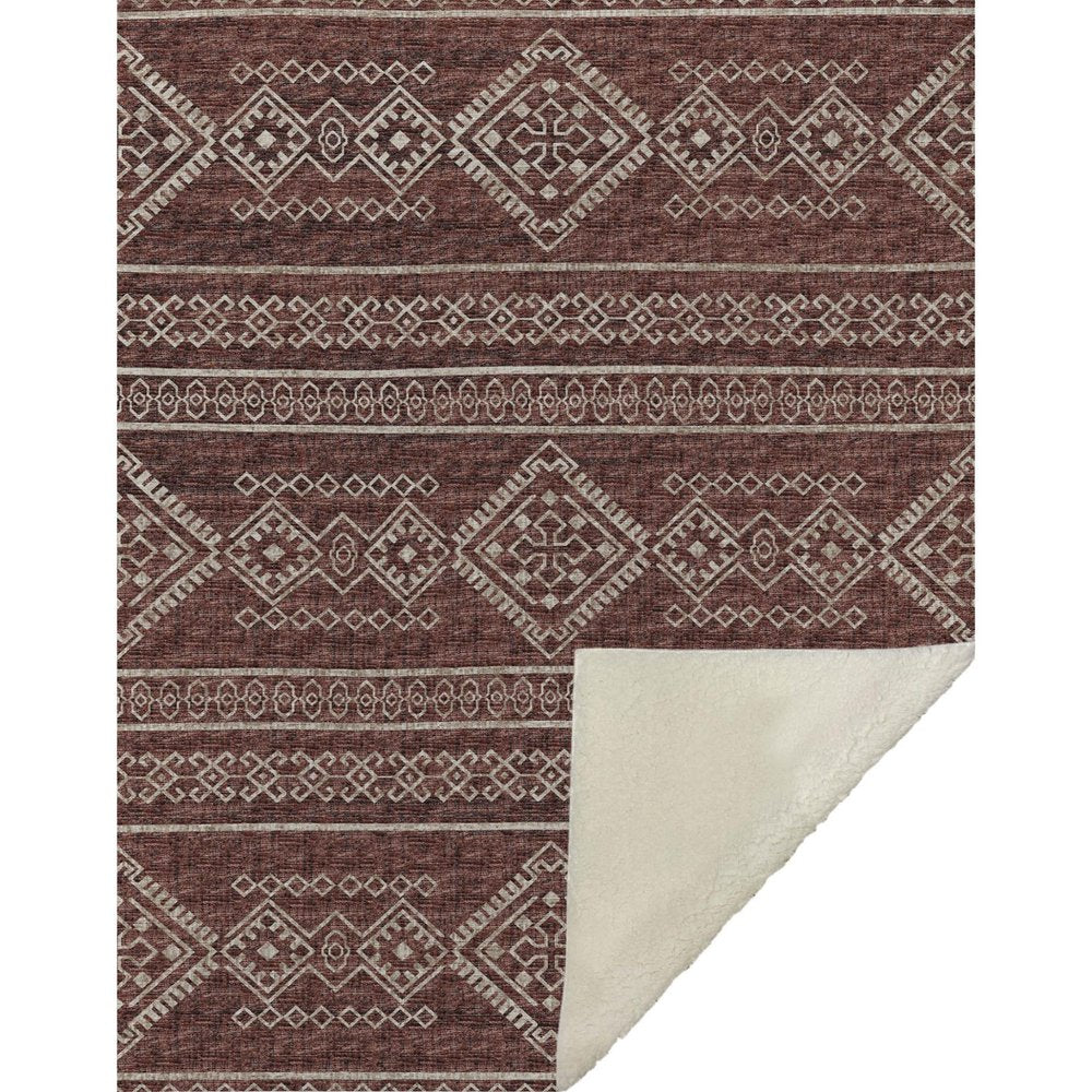 50" X 70" Rust And Ivory Microfiber Geometric Plush Throw Blanket HomeRoots
