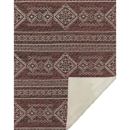 50" X 70" Rust And Ivory Microfiber Geometric Plush Throw Blanket HomeRoots