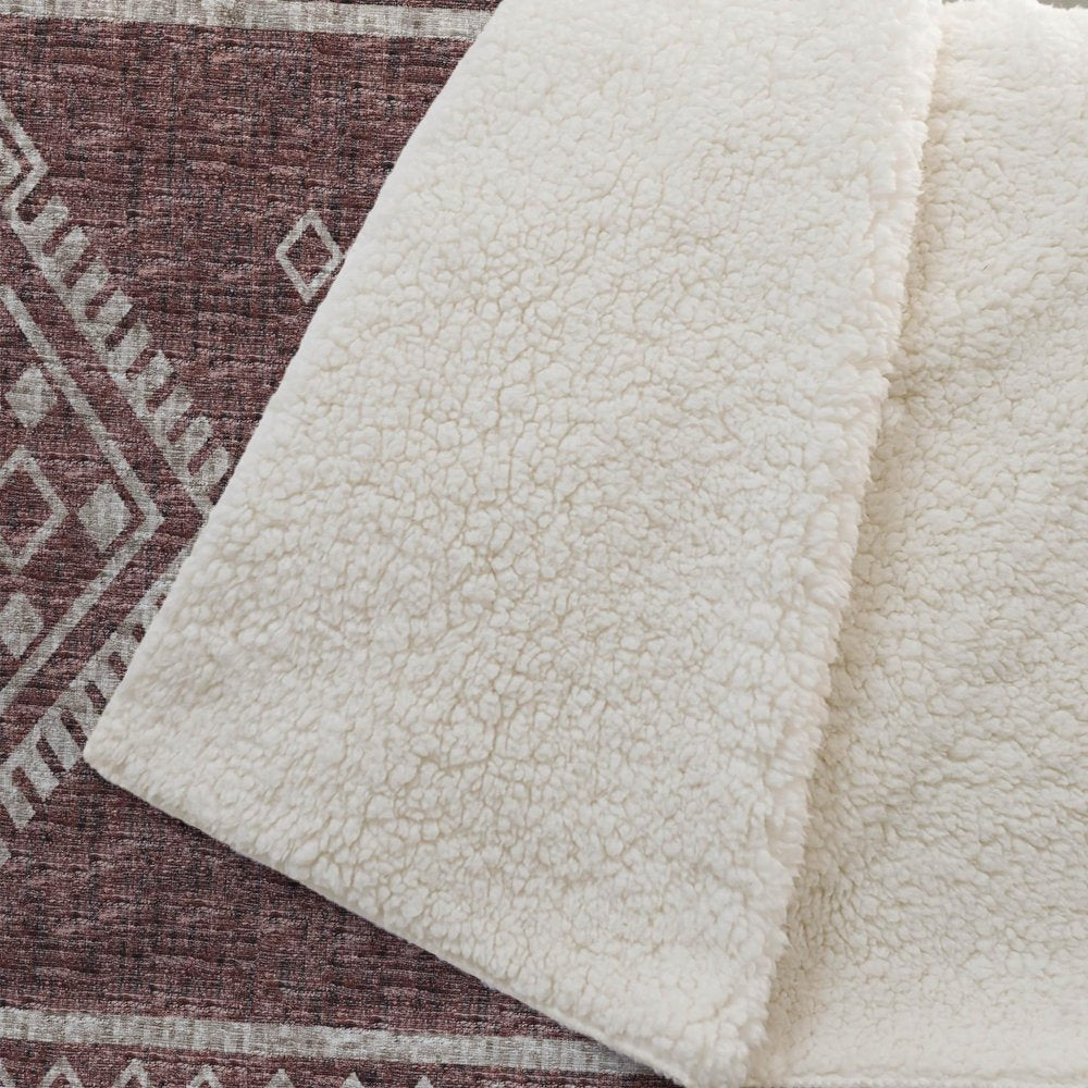 50" X 70" Rust And Ivory Microfiber Geometric Plush Throw Blanket HomeRoots