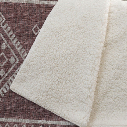 50" X 70" Rust And Ivory Microfiber Geometric Plush Throw Blanket HomeRoots