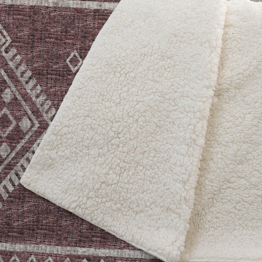50" X 70" Rust And Ivory Microfiber Geometric Plush Throw Blanket HomeRoots