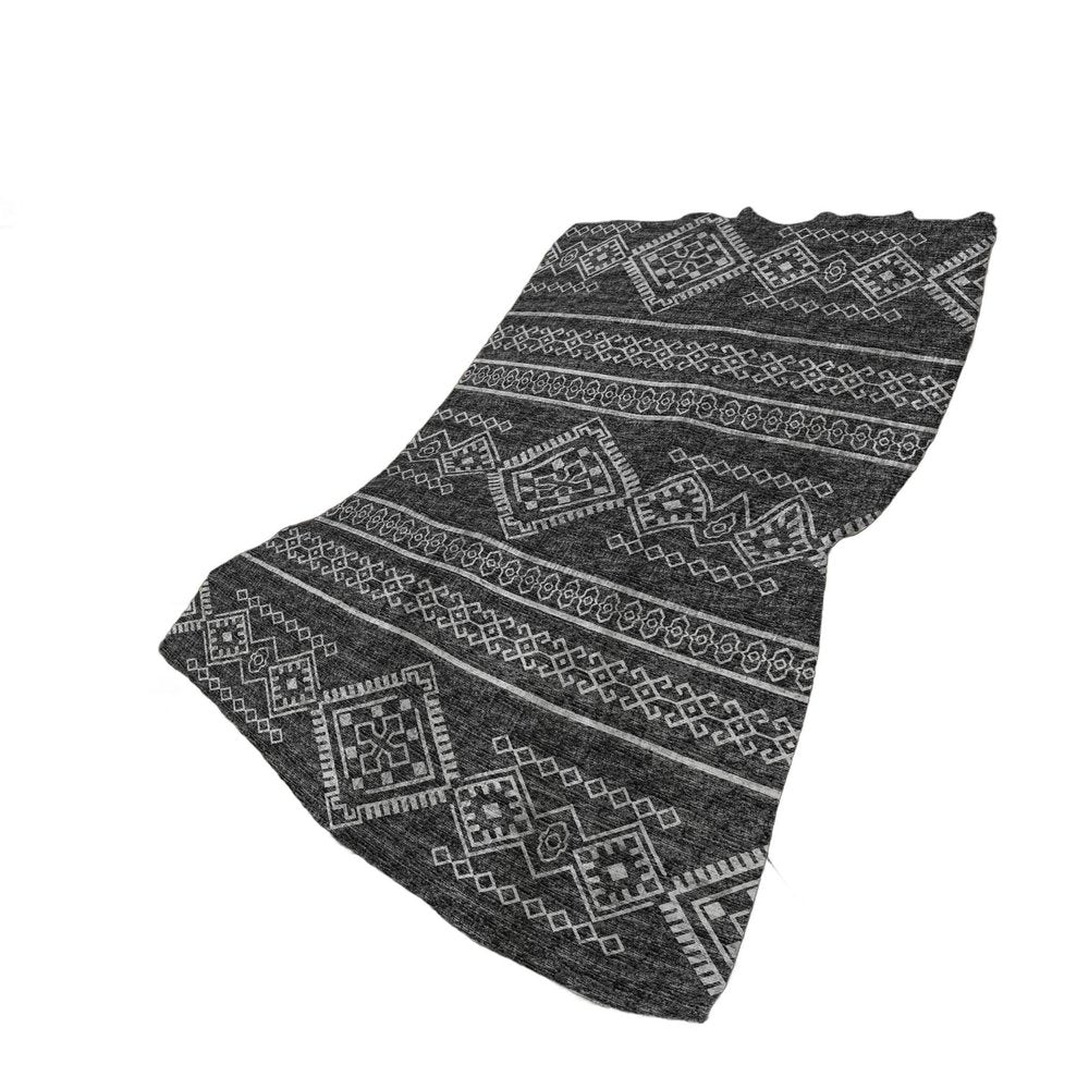 50" X 70" Gray And Charcoal Geometric Polyester Woven Plush Throw Blanket HomeRoots