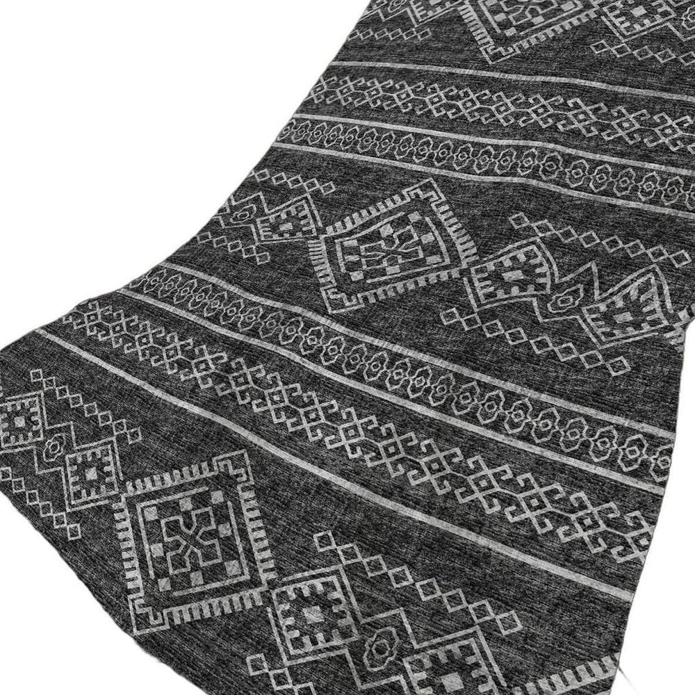50" X 70" Gray And Charcoal Geometric Polyester Woven Plush Throw Blanket HomeRoots